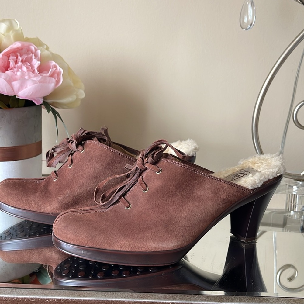 UGG Brown Cozy Fur-Lined Molly Mules